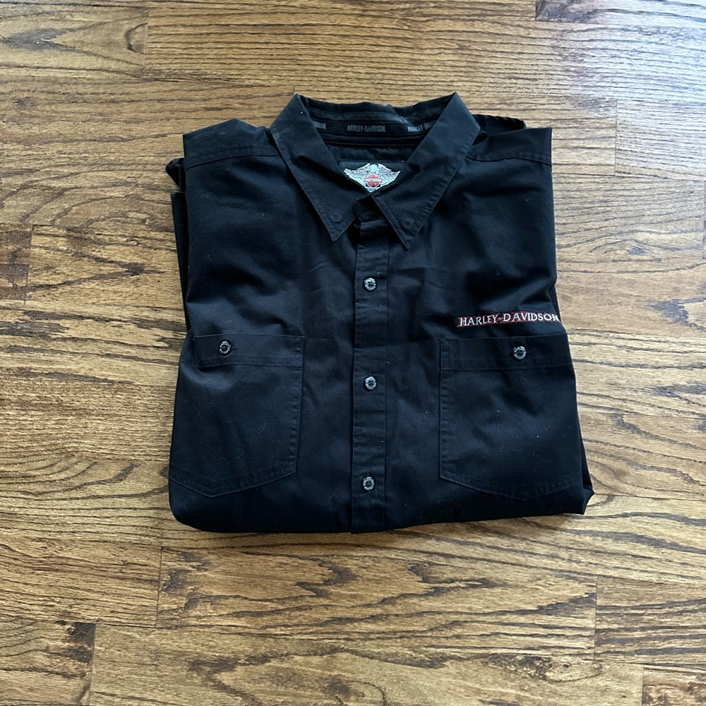 Harley-Davidson Black Casual Button Down Shirt NWOT